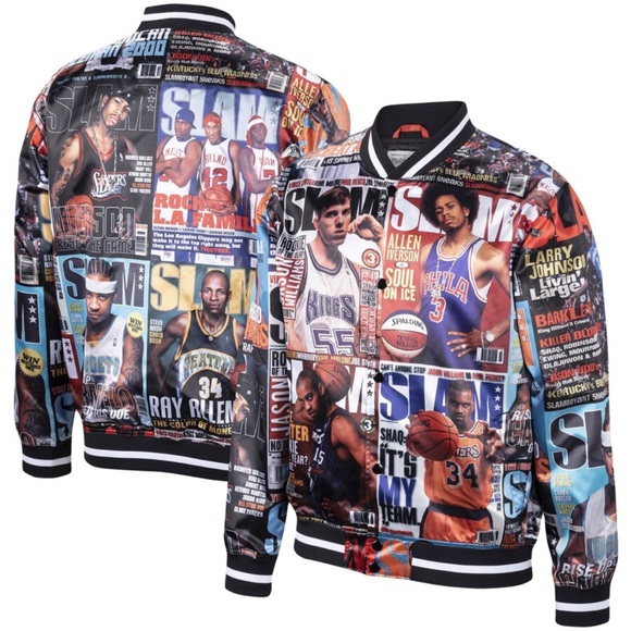 Men's Mitchell & Ness Black Slam Satin Full-Snap Jacket XL New with Tags